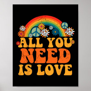 Affiche Peace Sign Love 60s les années 70 Tie Dye Hippie C