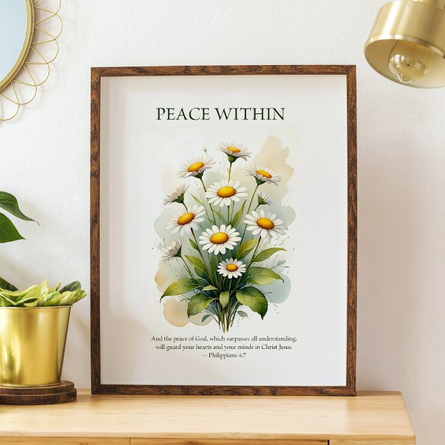 Affiche Peace within, floral daisy Christian wall art (Créateur téléchargé)