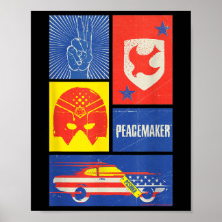 Affiche Peacemaker Sign, Shield, Helmet And Car 