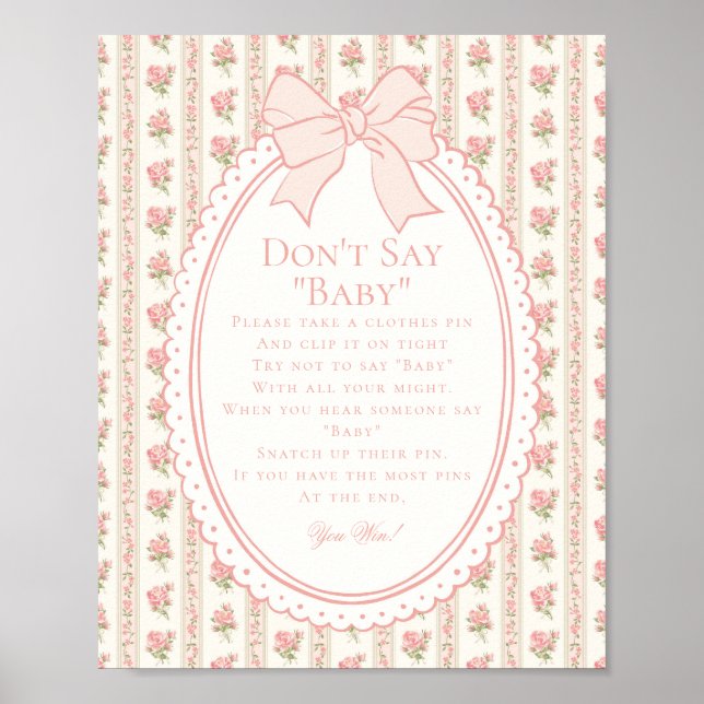 Affiche Peach & Beige Fancy Floral Dont Say Baby Game (Devant)