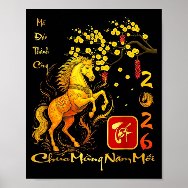 Affiche Peach Blossom Vietnamese Lunar New Year Horse 2026 (Devant)