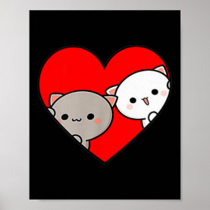 Affiche Peach Cartoon Love Goma Cat Saint Valentin Coeur
