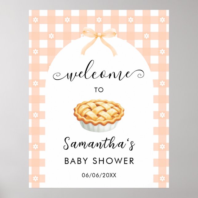 Affiche Peach Coquette Pie Baby Shower Welcome (Devant)