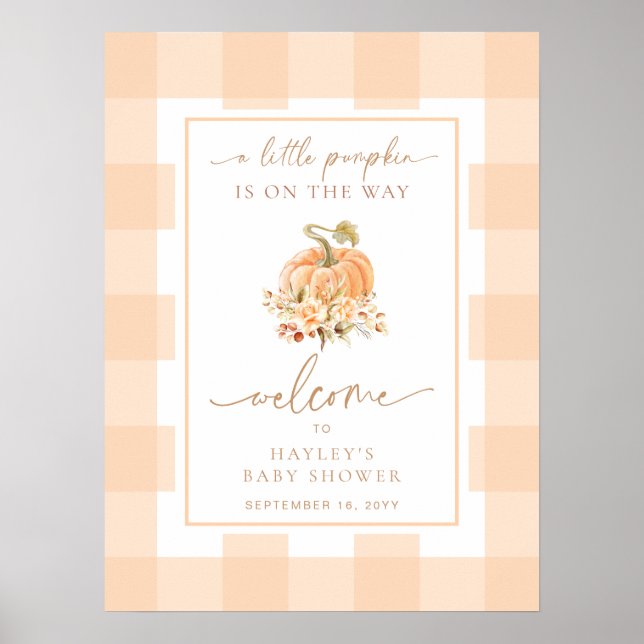Affiche Peach En vichy Un Petit Baby shower Citrouille Bie (Devant)