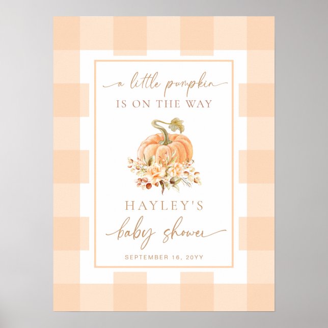 Affiche Peach En vichy Un Petit Baby shower Citrouille Bie (Devant)