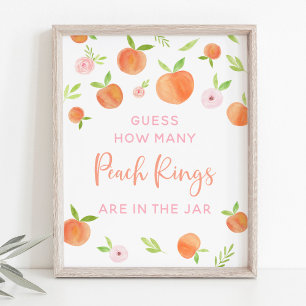 Affiche Peach Floral Anniversaire Devinez Combien De Jeu
