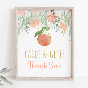 Affiche Peach Floral Greenery Symbole d'anniversaire Carte