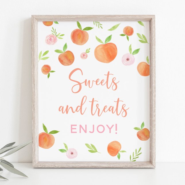 Affiche Peach Floral Sweet Traitements Symbole d'anniversa (Créateur téléchargé)