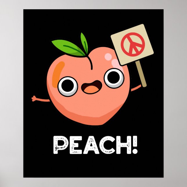 Affiche Peach Funky Peace Fruit Pun Dark BG (Devant)