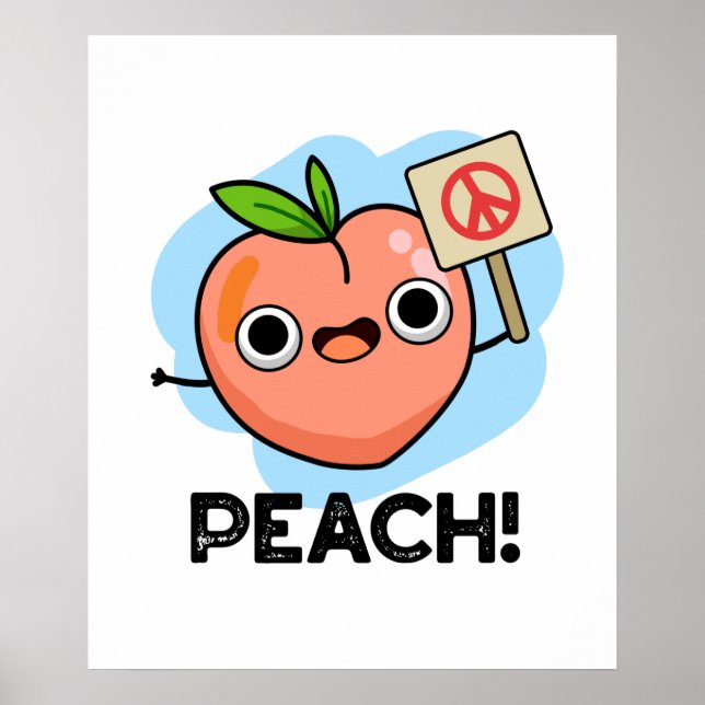 Affiche Peach Funky Peace Sign Fruit Pun (Devant)