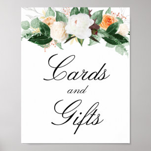 Affiche Peach Watercolor Floral Cartes et cadeaux Mariage