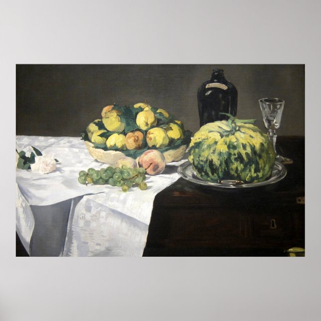 Affiche Peaches au citron de la vie morte par Manet Impres (Devant)