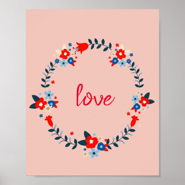 Affiche Peachy Floral Love Wreath (Devant)