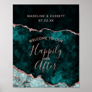 Affiche Peacock Agate Happily ever After Reception Sign