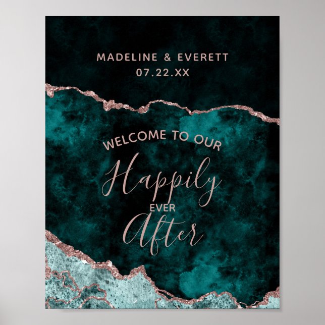 Affiche Peacock Agate Happily ever After Reception Sign (Devant)