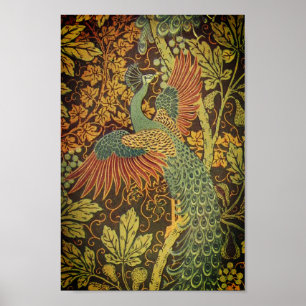 Affiche Peacock and oakleaf floral Victorian jacquard