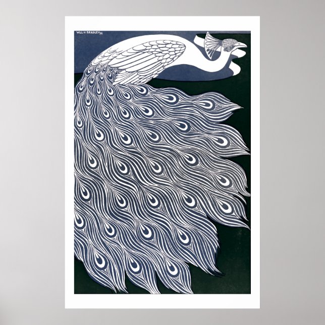 Affiche Peacock Art Nouveau vintage par Will Bradley (Devant)