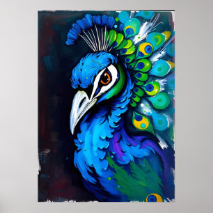 Affiche Peacock Art - Oiseau coloré