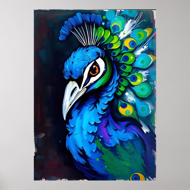 Affiche Peacock Art - Oiseau coloré (Devant)