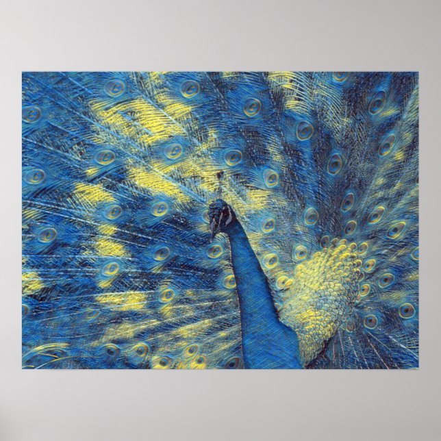 Affiche Peacock Artwork in Van Gogh Starry Night Colonnes (Devant)