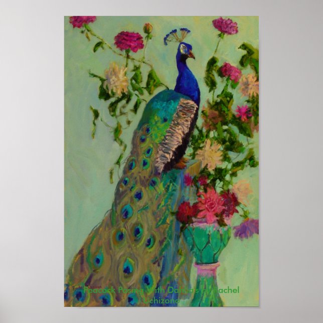 Affiche Peacock avec Dahlia par Rachel Uchizono (Devant)