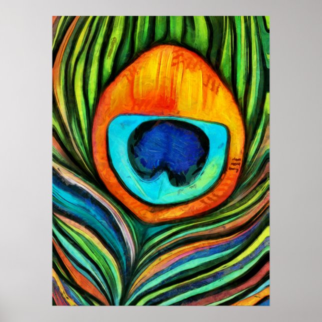 Affiche Peacock Colorful Peacock Firebird Peather Peather (Devant)