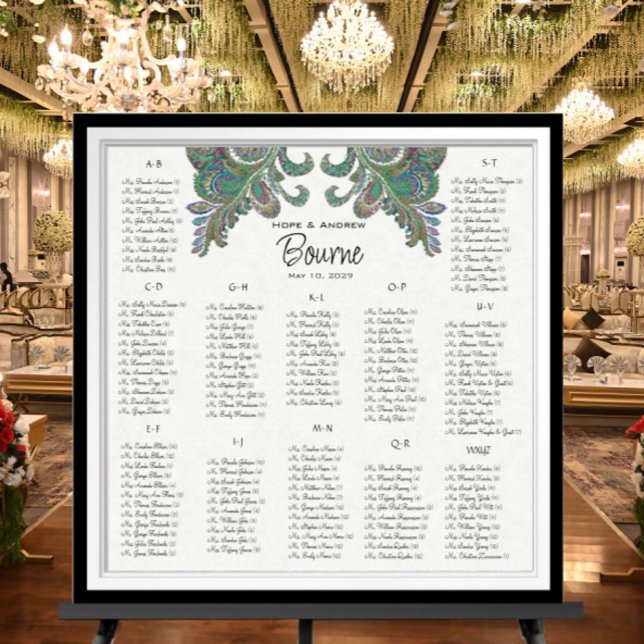 Affiche Peacock Colors - 100 à 150 invités - alphabétique (Créateur téléchargé)