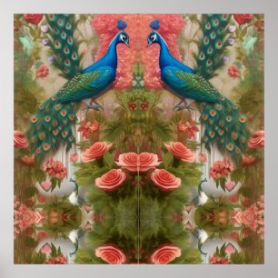 Affiche Peacock en Apricot Jardin Rose