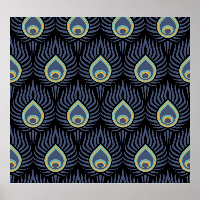 Affiche Peacock Feather : Motif élégant. (Devant)