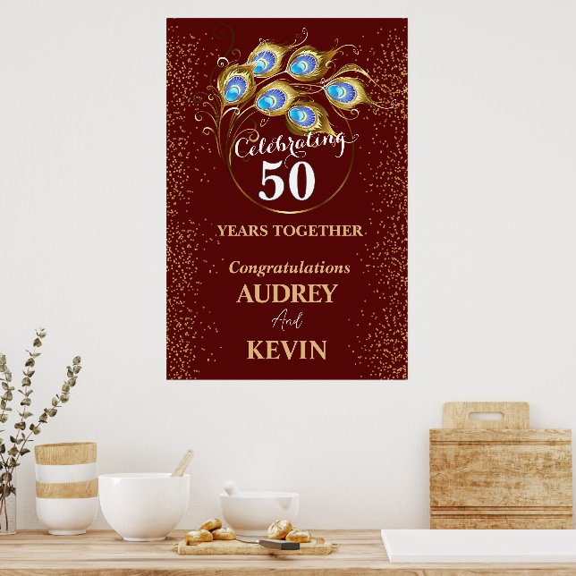 Affiche Peacock Feathers 50e anniversaire de Mariage (Cuisine)
