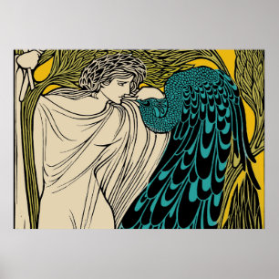 Affiche Peacock Fine Art Bird Nouveau