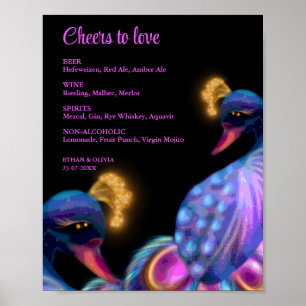 Affiche Peacock Jewel Tones Mariage boissons panneau du me