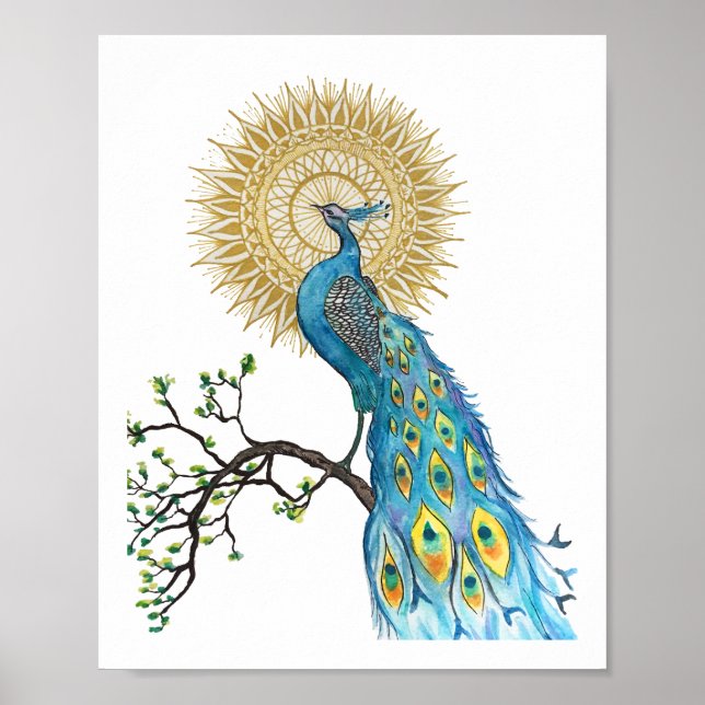 Affiche Peacock Mandala 8x10 Imprimer (Devant)
