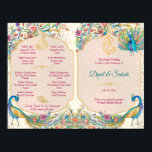 Affiche Peacock mariage hindou détails programme rituels<br><div class="desc">Peacock Arabian paisley motif Indian Hindu mariage rituals programme OUTSIDE PART pour TÉLÉCHARGER NUMÉRIQUE. C'est Une taille 4,  ne vient pas plié,  devez le plier vous-mêmes - à l'intérieur il y a une minuscule ligne dorée sur le dessus,  devrait être l'indication centrale pour le score.</div>