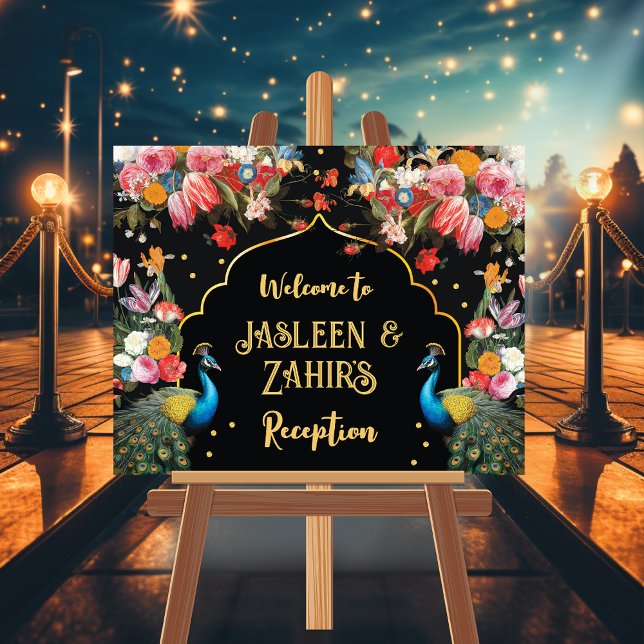 Affiche Peacock Moody Floral Indian Welcome Signal (Créateur téléchargé)