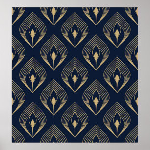 Affiche Peacock plume ombre motif ditzy motif floral.
