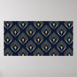 Affiche Peacock plume ombre motif ditzy motif floral.