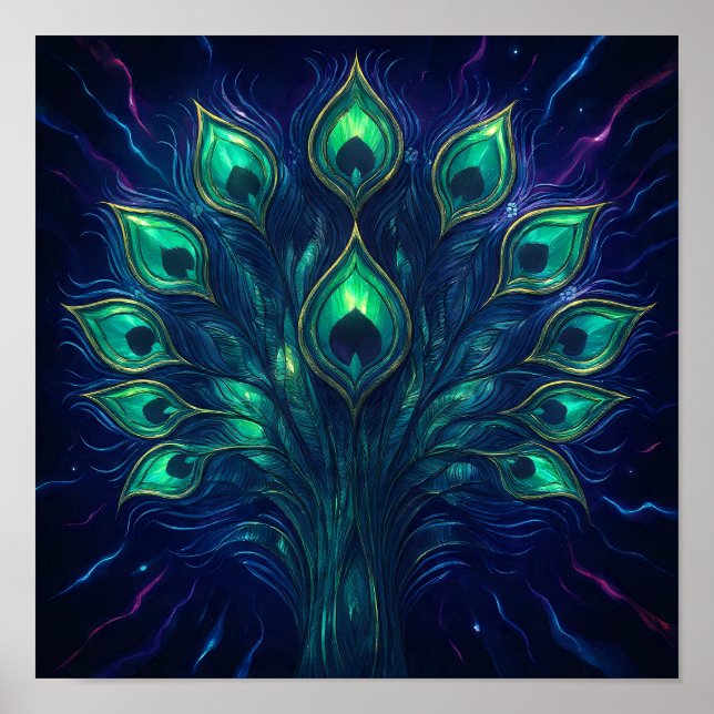 Affiche Peacock Plume Pulse : Abstrait ton joyau velours (Devant)