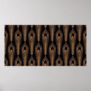 Affiche Peacock plumes motif de luxe sans soudure. Orienta