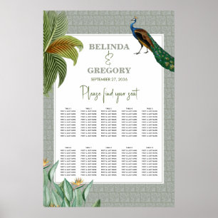 Affiche Peacock Tropical Green Graphique Mariage assis