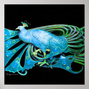 Affiche PEACOCK, turquase bleue, vert noir