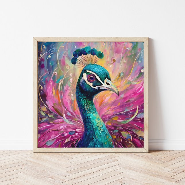 Affiche Peacock Whimsical Art Moderne Impressionniste (Créateur téléchargé)