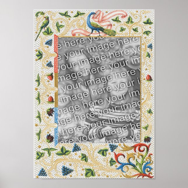 Affiche Peacocks Cadre Fruit Ajouter Votre Photo (Devant)