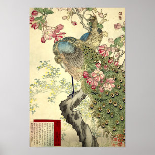 Affiche Peacocks & Crabappy Vintage Japonais