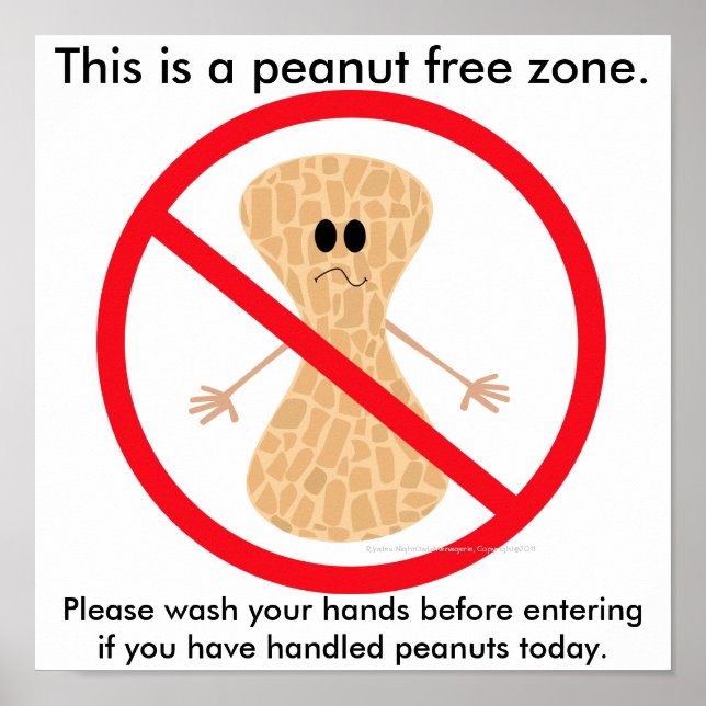 Affiche Peanut Free Zone Food Allergy Print (Devant)
