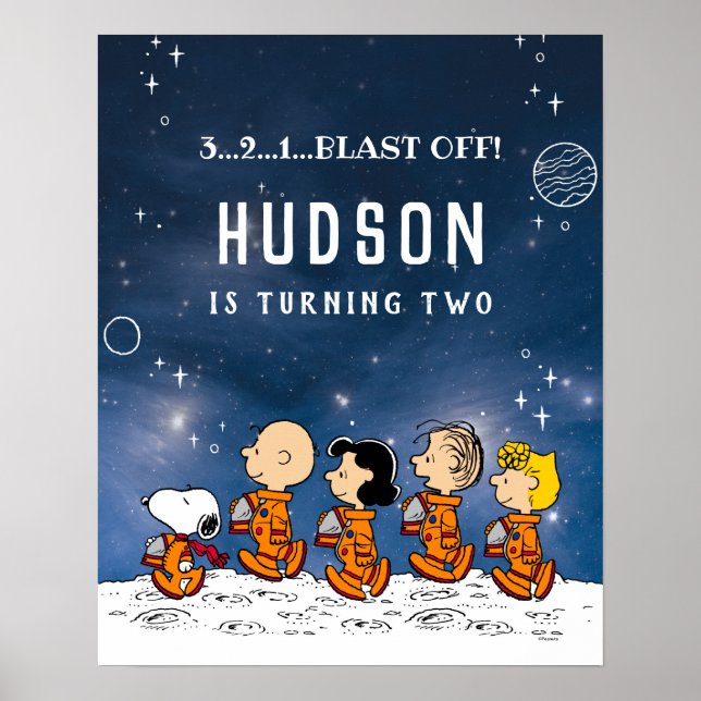 Affiche Peanuts | Anniversaire dans l'espace (Devant)