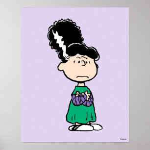 Affiche Peanuts Lucy Mariée de Frankenstein Halloween