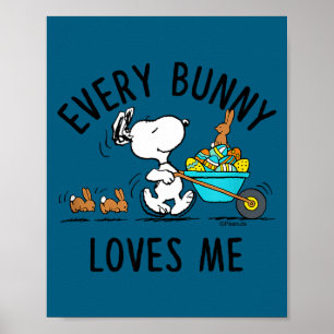 Affiche Peanuts - Pâques - chaque lapin m'aime Peanuts -