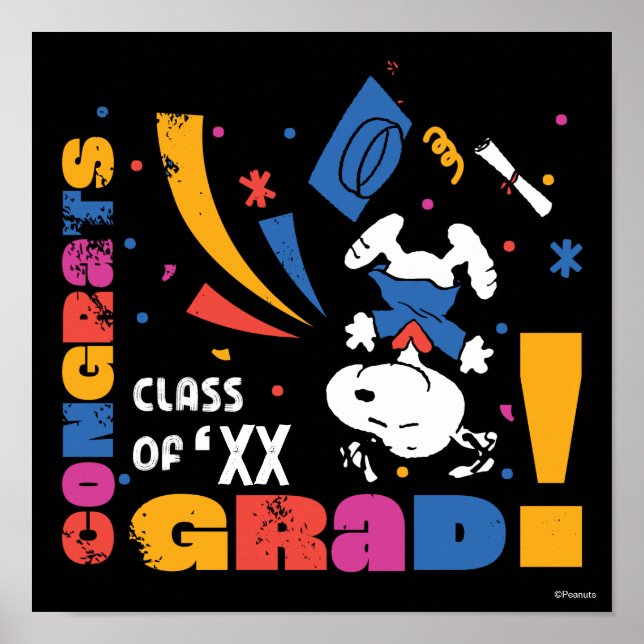 Affiche Peanuts Snoopy Congrats Grad Graduation Confetti (Devant)
