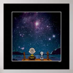 Affiche Peanuts Snoopy et Charlie Brown regardant les ét